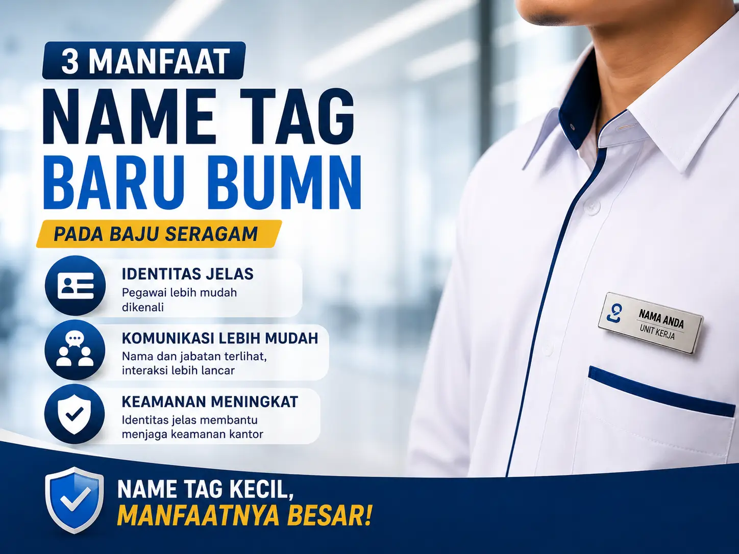 Inilah 3 Manfaat Penting Penggunaan Name Tag Baru BUMN pada Baju Seragam