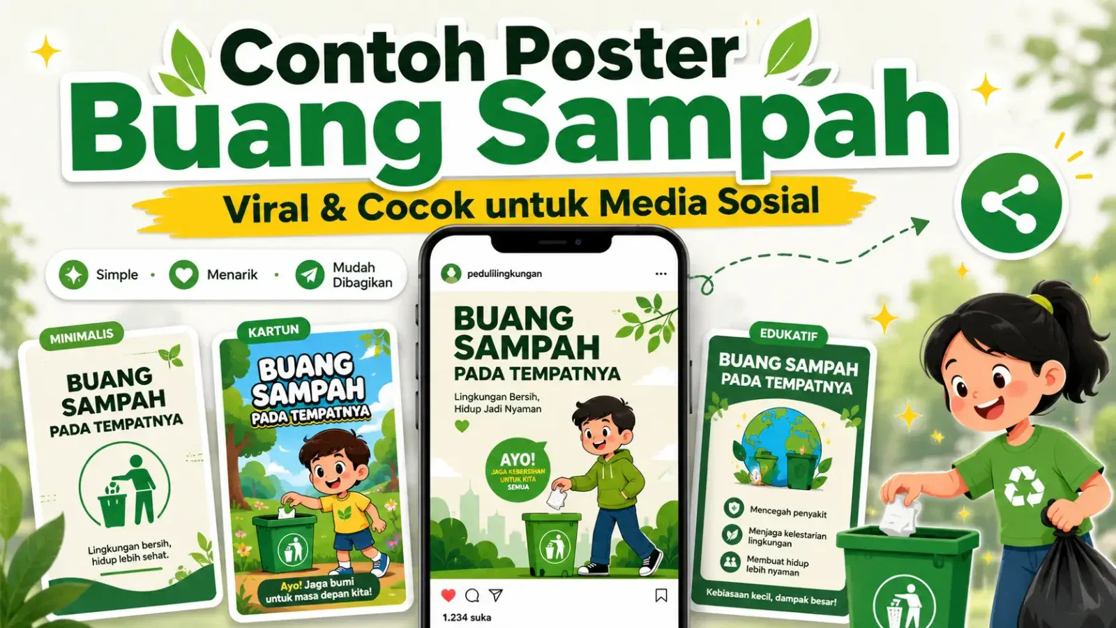 Contoh Poster Buang Sampah Pada Tempatnya yang Viral dan Cocok untuk Kampanye Media Sosial