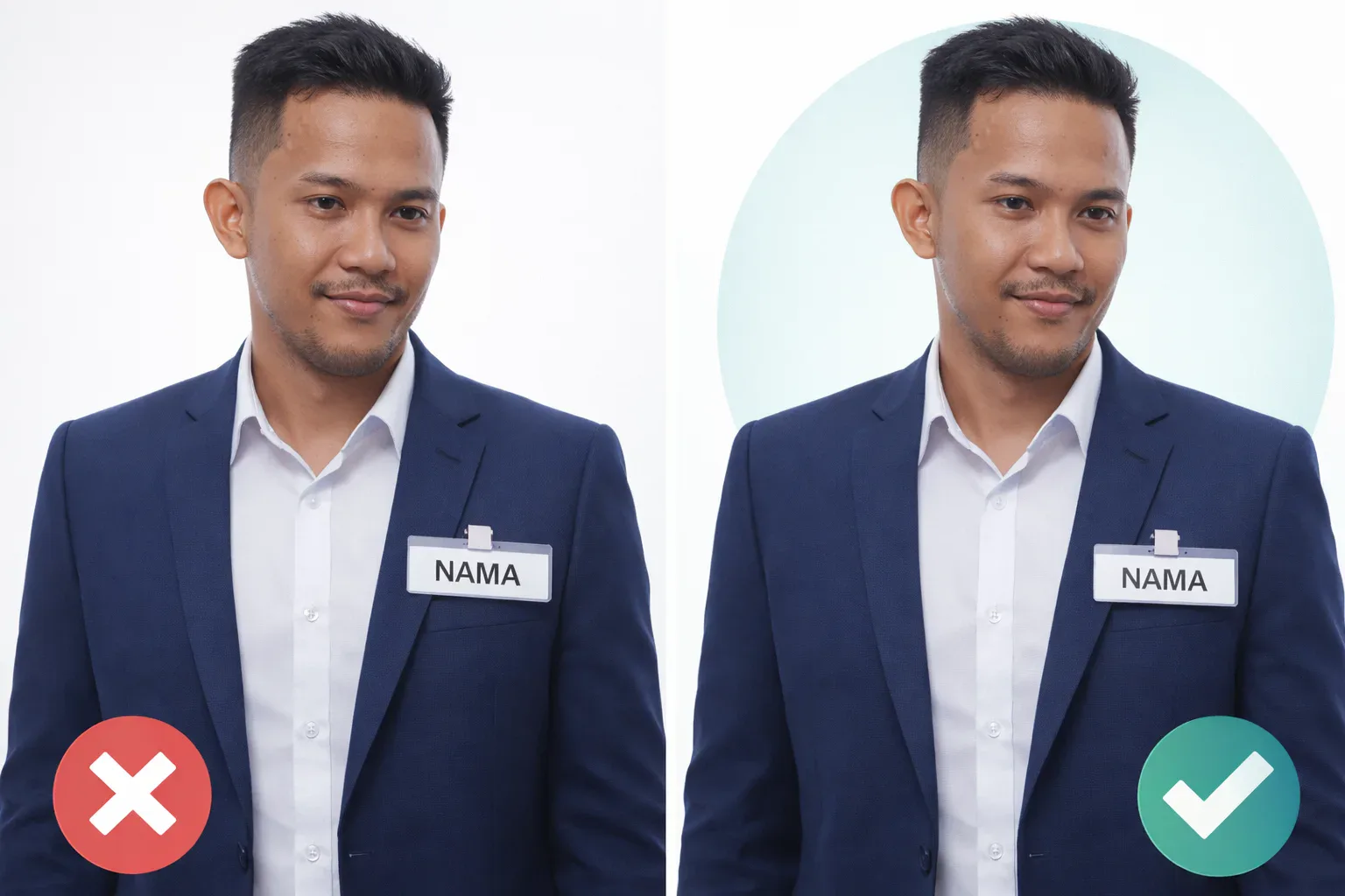 letak name tag yang benar